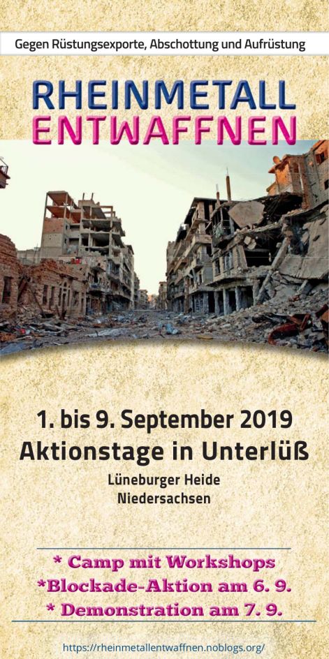 Aufruf zum Camp 2019: Rheinmetall – das Geschäft mit dem Tod